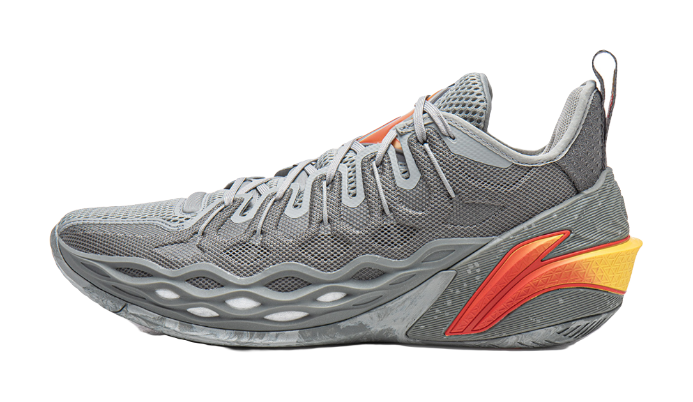 LiNing Buckets Shock Absorbers Slip Resistant Breathable Low top Basketball Shoes Mens Gray  VJSNEAKER