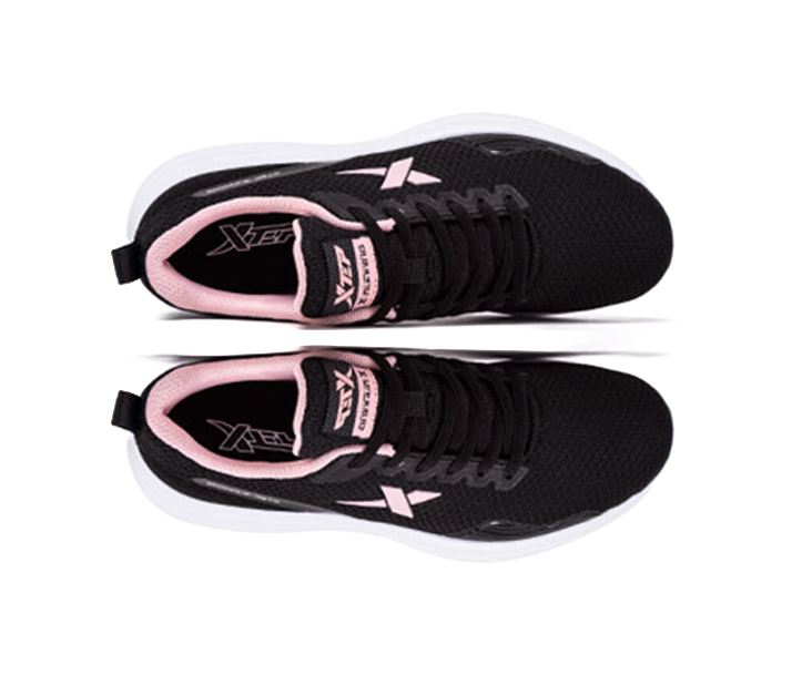 XTEP Cushioned Anti Slip Wear Resistant Breathable Lightweight Low Top Casual Running Shoes Women's Black Pinkish 