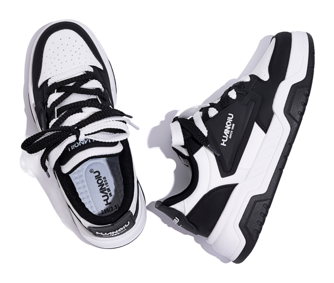 HUANQIU Coverage Lightweight Breathable Height Increasing Low top Skateboard Shoes Unisex Black 