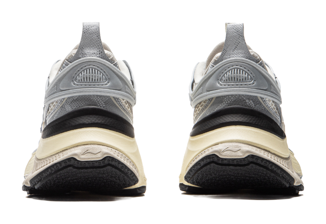 LiNing Star Shock Absorbers Slip Resistant Abrasion Resistant Breathable Low top Chunky Sneakers Women's Silver White 