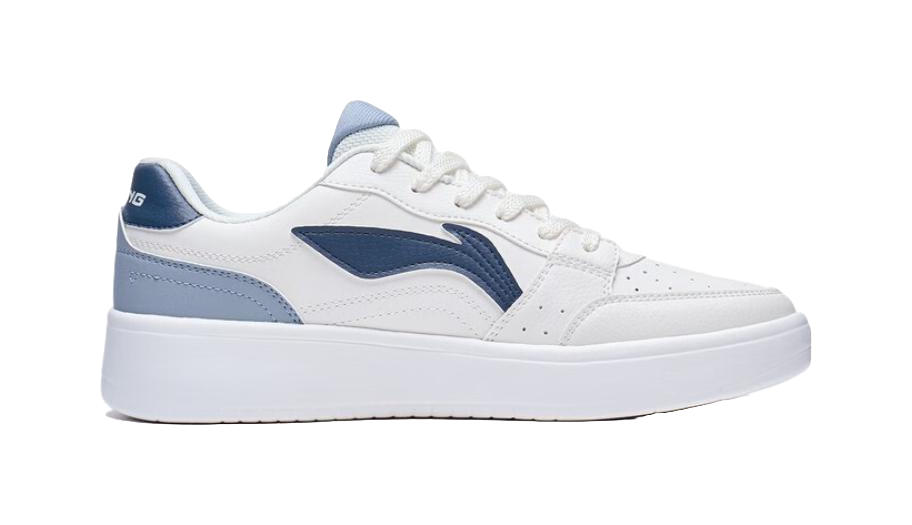 LiNing Yuanbao Men's Low-Top Skateboard Shoes - Casual Thick-Soled Sneakers with Height Increase & Shock Absorption White Blue 