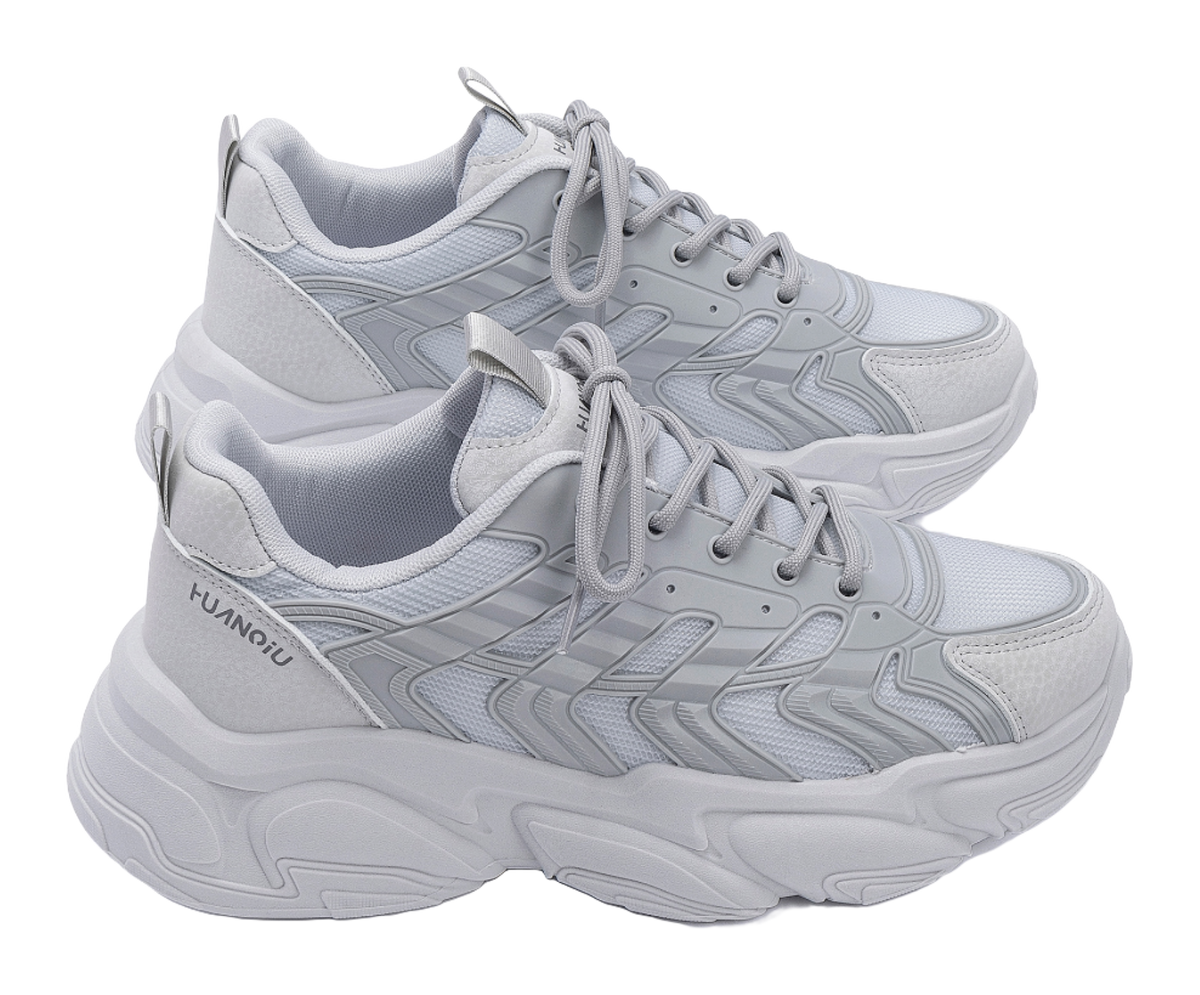 HUANQIU Slip Resistant Coverage, Lightweight, Height Increasing Low top Chunky Sneakers Mens Black  vjsneaker.com