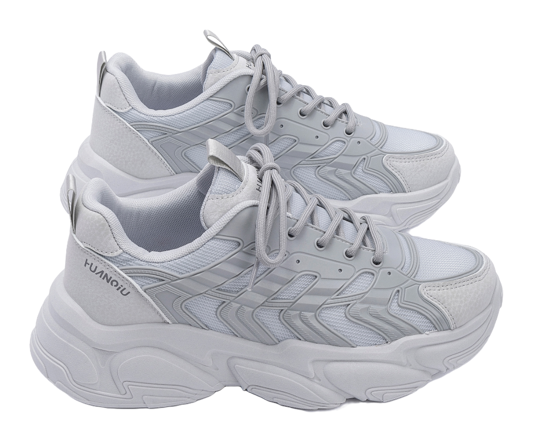 HUANQIU Slip Resistant Coverage, Lightweight, Height Increasing Low top Chunky Sneakers Mens Black  vjsneaker.com