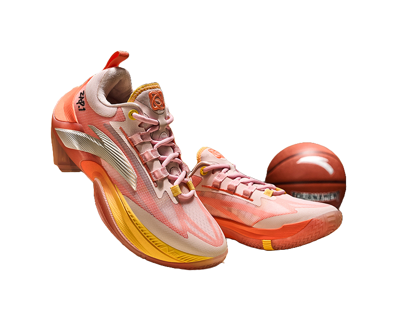 Anta Zap 1 Slip Resistant Abrasion Resistant Support Low top Childrens Basketball Shoes Pink Orange Kids  VJSNEAKER