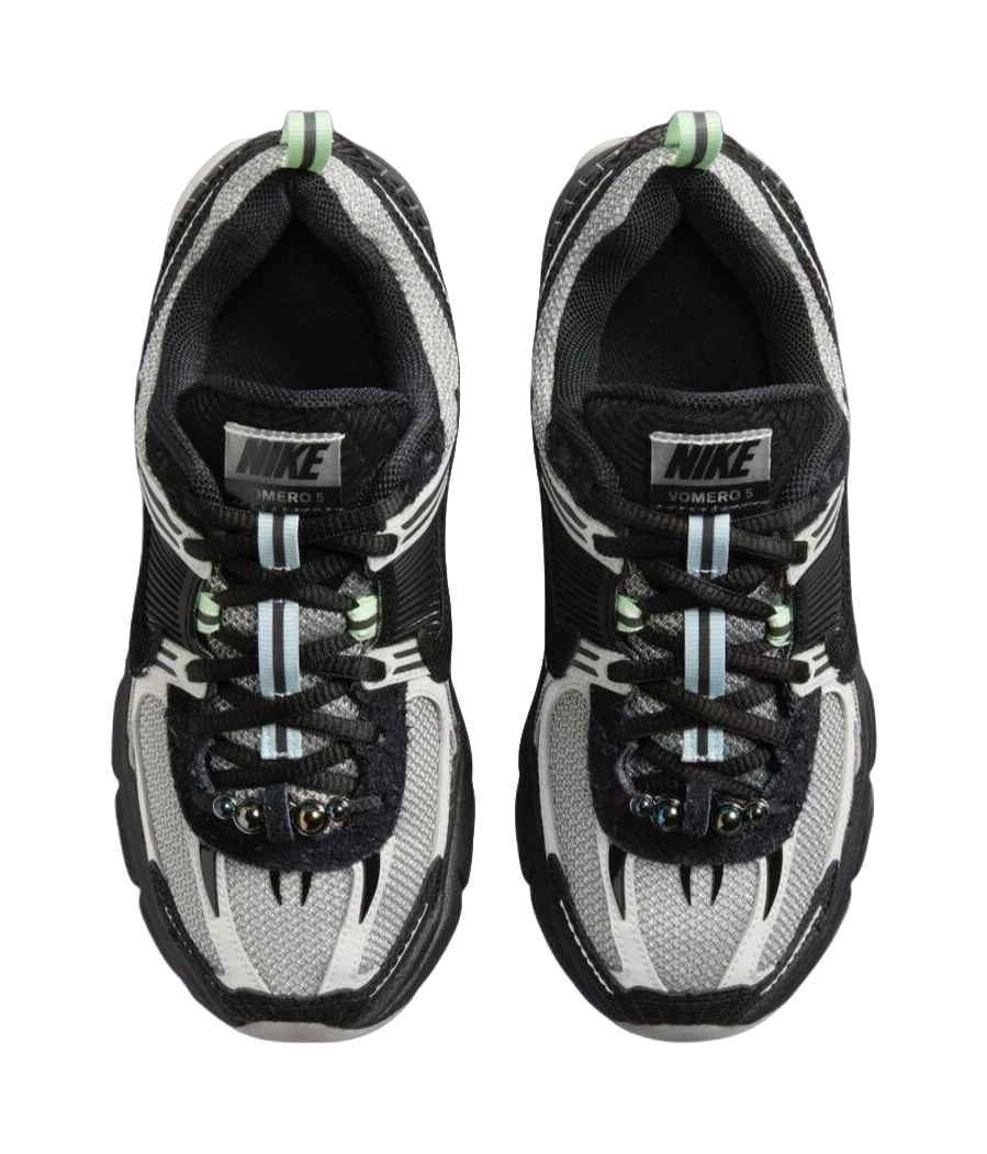 Nike Vomero 5 Abrasion Resistant Low top Kids Running Shoes Black White Green Kids  vjsneaker.com