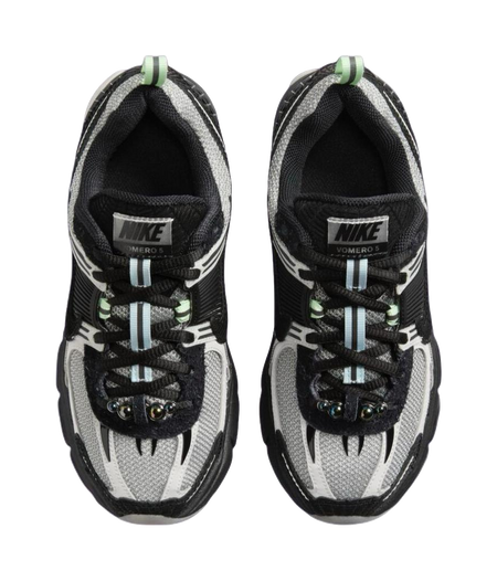 Nike Vomero 5 Abrasion Resistant Low top Kids Running Shoes Black White Green Kids  vjsneaker.com