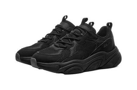 Warrior Slip Resistant, Abrasion Resistant, Breathable Low Top Chunky Sneakers Unisex All Black  vjsneaker.com