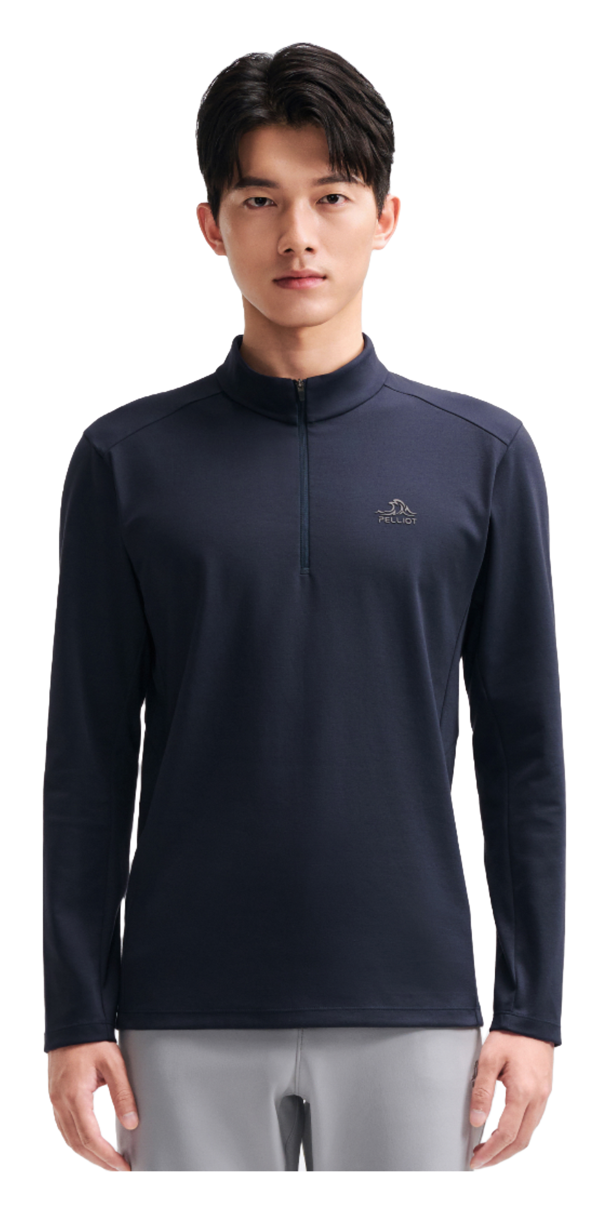 Boxi and PELLIOT outdoor long sleeved Polygiene antibacterial sports elastic top, casual, comfortable, skin friendly, warm, semi high neck sweatshirt, base T-shirt for men  vjsneaker.com