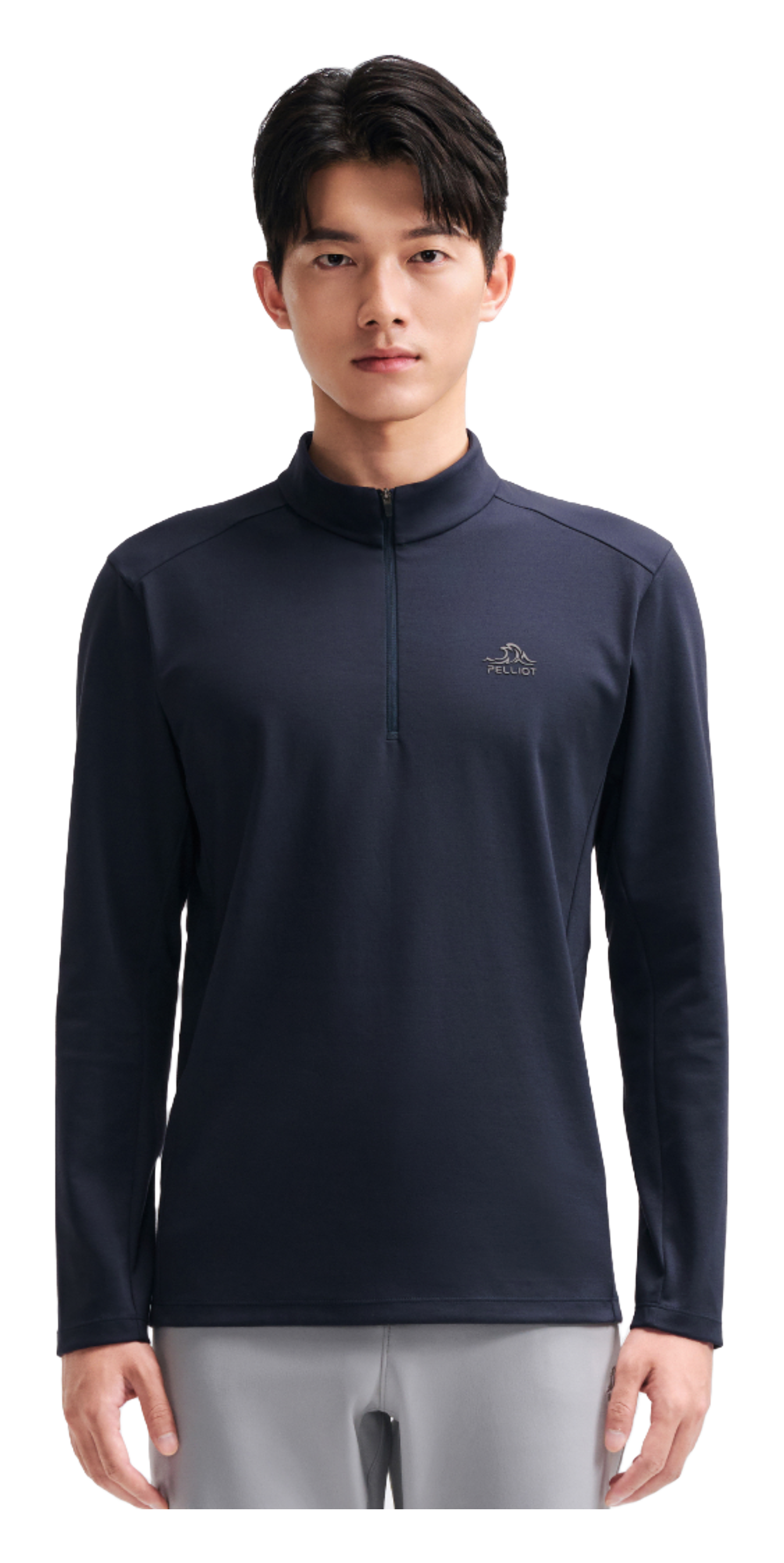 Boxi and PELLIOT outdoor long sleeved Polygiene antibacterial sports elastic top, casual, comfortable, skin friendly, warm, semi high neck sweatshirt, base T-shirt for men  vjsneaker.com