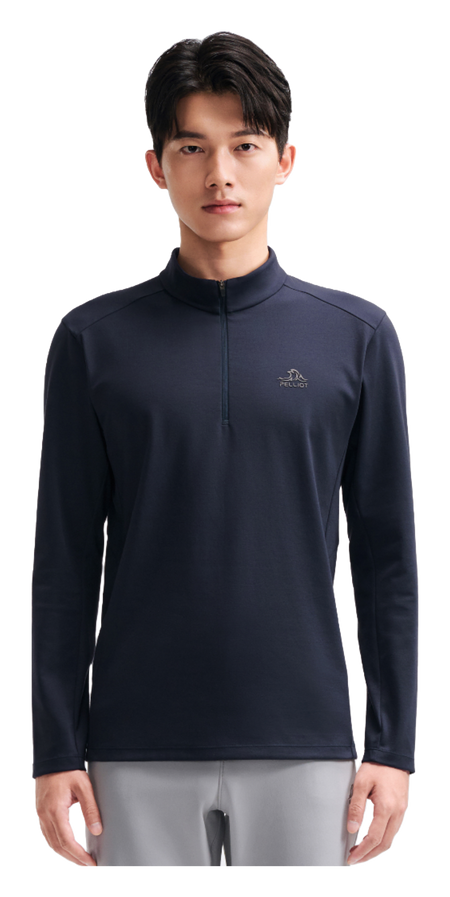 Boxi and PELLIOT outdoor long sleeved Polygiene antibacterial sports elastic top, casual, comfortable, skin friendly, warm, semi high neck sweatshirt, base T-shirt for men  vjsneaker.com