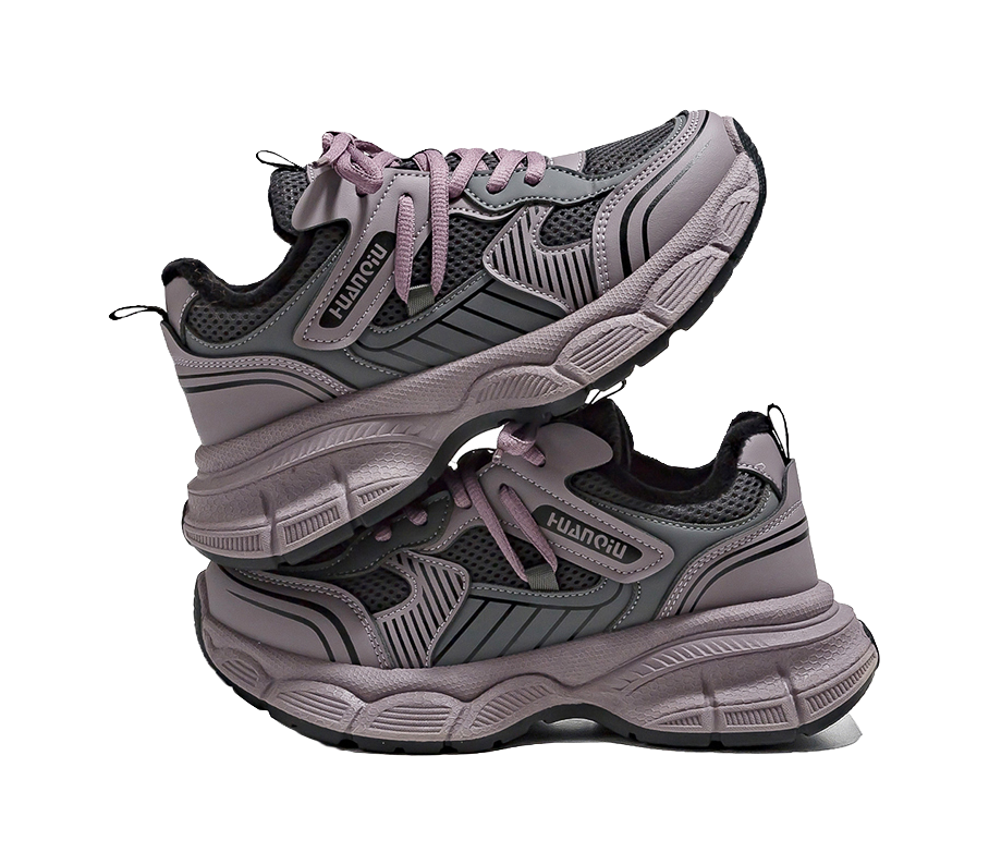 HUANQIU Slip Resistant, Abrasion Resistant, Breathable Low top Chunky Sneakers Women's Purple 