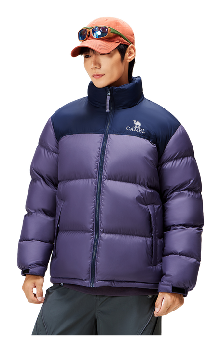 CAMEL Outdoor Color Block Soft Windproof Cold Resistant Down Jacket Unisex  vjsneaker.com