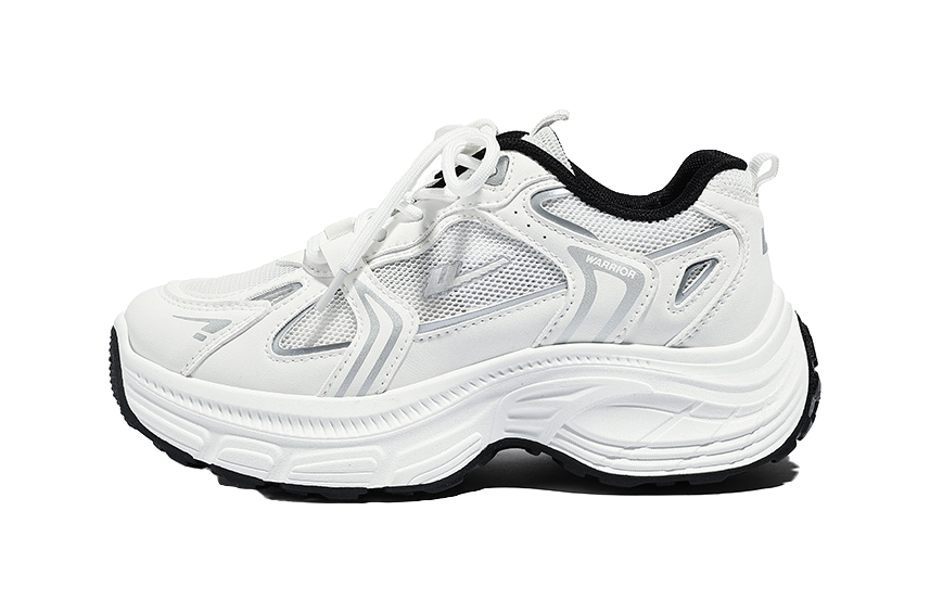 Warrior Low top Chunky Sneakers Womens Silver Gray Black  vjsneaker.com