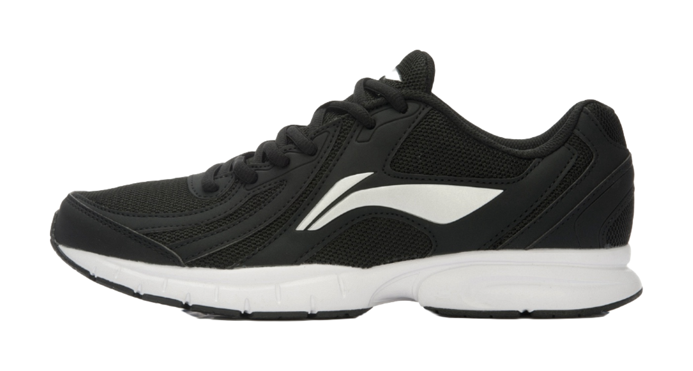 Li-Ning running shoe with black knit upper and white accent midsole