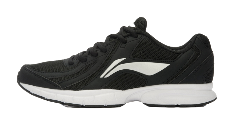 Li-Ning running shoe with black knit upper and white accent midsole