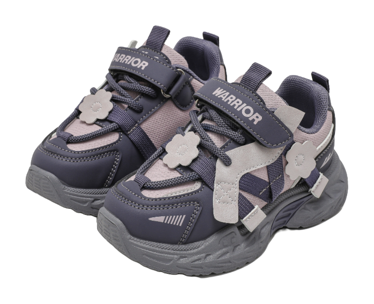 Warrior girls' sports shoes made of synthetic leather, comfortable, versatile, wear-resistant, lightweight, shock-absorbing, low top, girls' casual shoes for children  VJSNEAKER