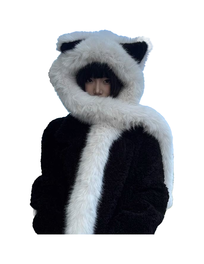 【 Warm Fox 】 IOTS Cute and Cute Fox Ear Two piece Set, Thickened and Warm, Essential for Cooling in Autumn and Winter, Polyester Fiber Woolen Hat for Women  vjsneaker.com