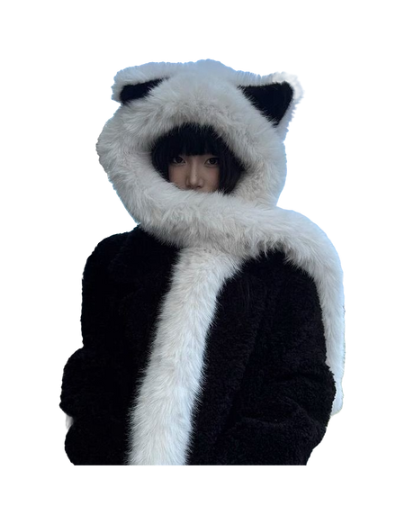 【 Warm Fox 】 IOTS Cute and Cute Fox Ear Two piece Set, Thickened and Warm, Essential for Cooling in Autumn and Winter, Polyester Fiber Woolen Hat for Women  vjsneaker.com