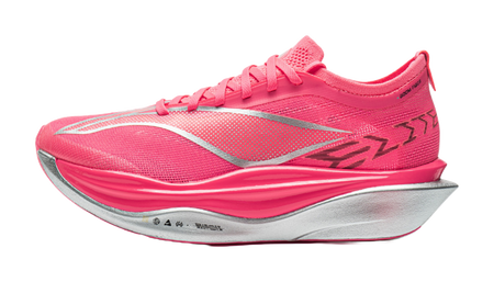 Li Ning men’s pink low-top running shoes, mesh upper, lace-up, logo accents