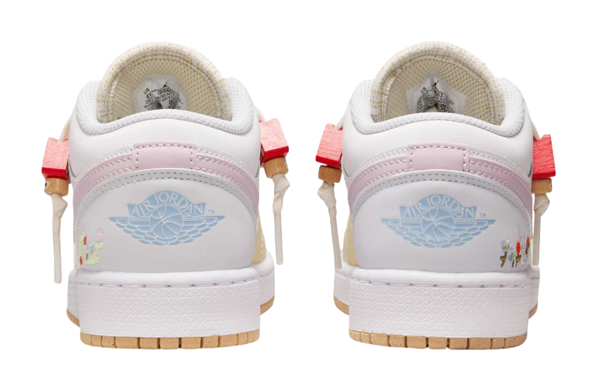 Jordan Air Jordan 1 Slip Resistant Shock Absorbers Low Top Kids Skateboarding Shoes White  VJSNEAKER