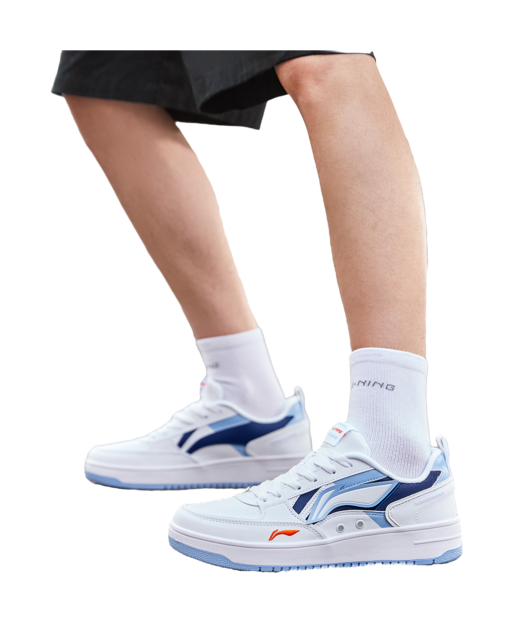 LiNing Haichuan Slip Resistant Cushioning Abrasion Resistant Lightweight Low top Skateboard Shoes Men's White Blue 