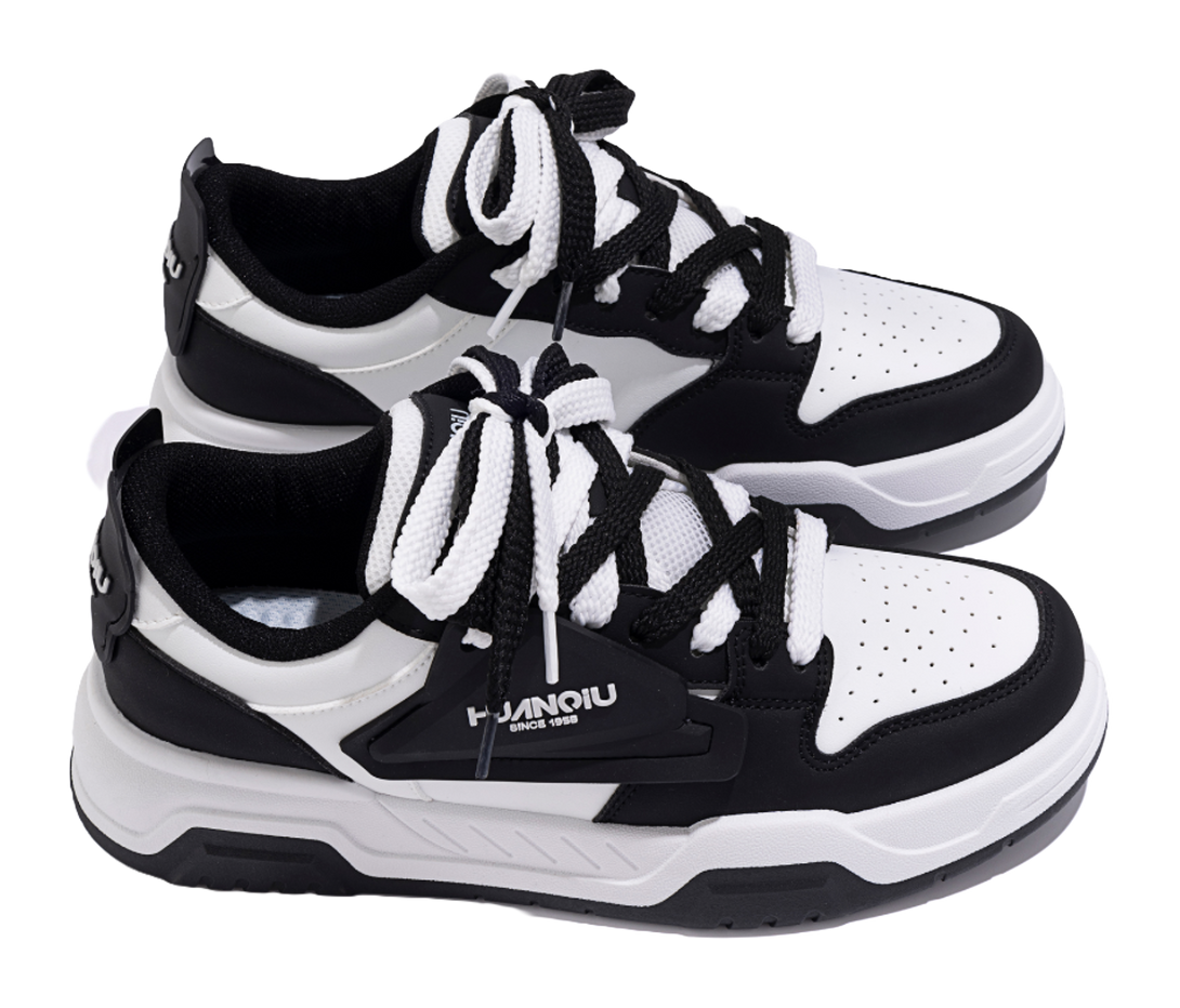 HUANQIU Coverage Lightweight Breathable Height Increasing Low top Skateboard Shoes Unisex Black 