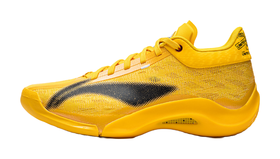 Men's low-top basketball shoes, Spectral Yellow knit upper with black side stripe