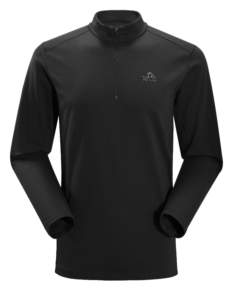 Boxi and PELLIOT outdoor long sleeved Polygiene antibacterial sports elastic top, casual, comfortable, skin friendly, warm, semi high neck sweatshirt, base T-shirt for men  vjsneaker.com