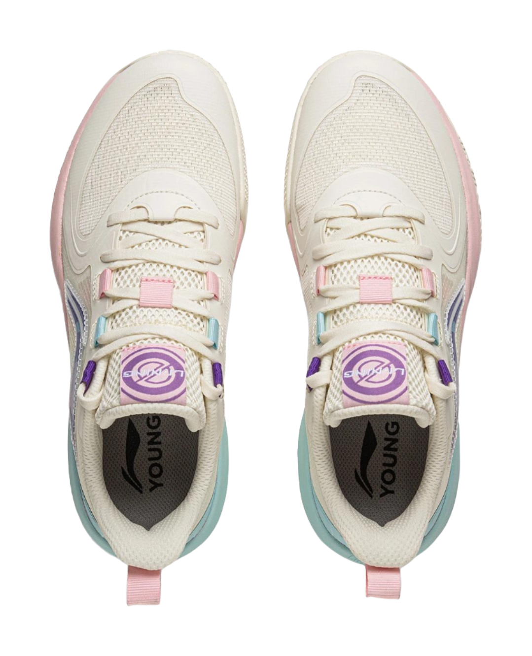 LINING YOUNG Solar Energy Pre Anti Slip Wear Resistant Low Top Childrens Basketball Shoes Ecru  VJSNEAKER