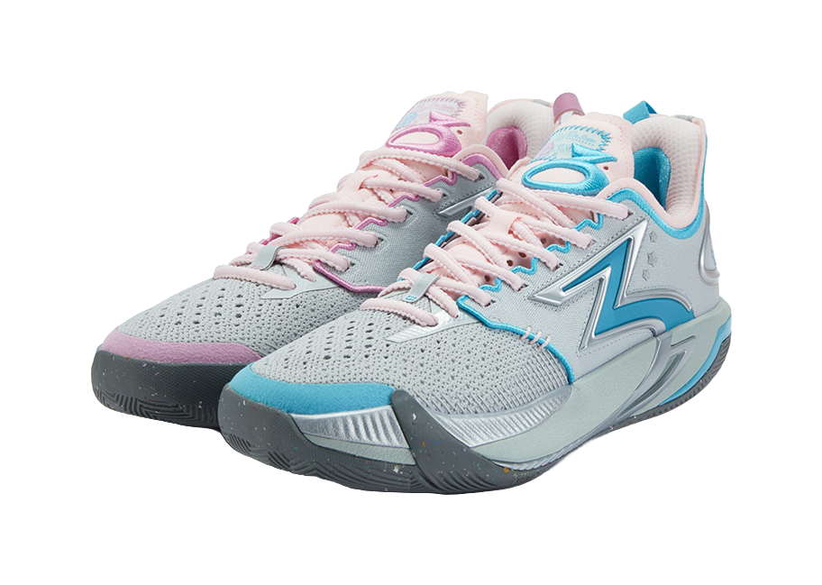 361° BIG3 6.0 Pro Shock Absorbers Slip Resistant Breathable Low top Basketball Shoes Mens Pink Blue Mismatched  VJSNEAKER