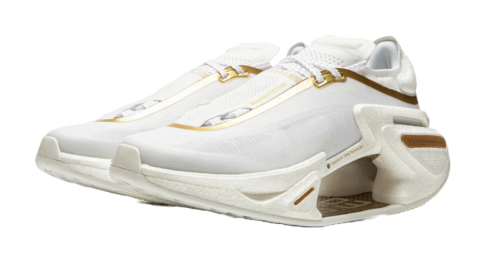 Li Ning Shadow 3.0 Cushioning Rebound Low top Running Shoes Unisex White Gold  VJsneaker