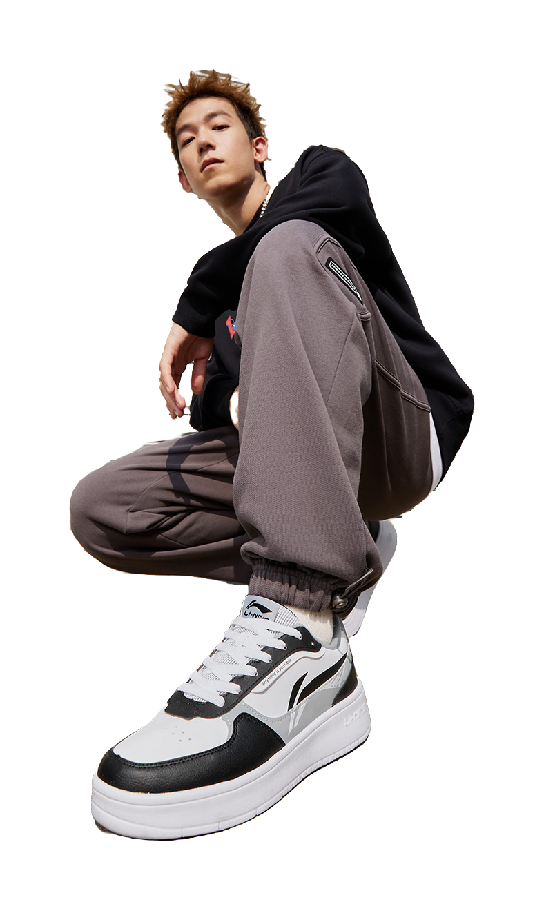 LINING Duda Skateboard Shoes Men's Low top Black/Standard White 