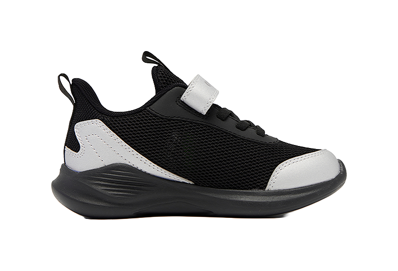 QIAODAN Breathable Lightweight Cushioning Low Top Running Shoes Black/Silver Kids' 