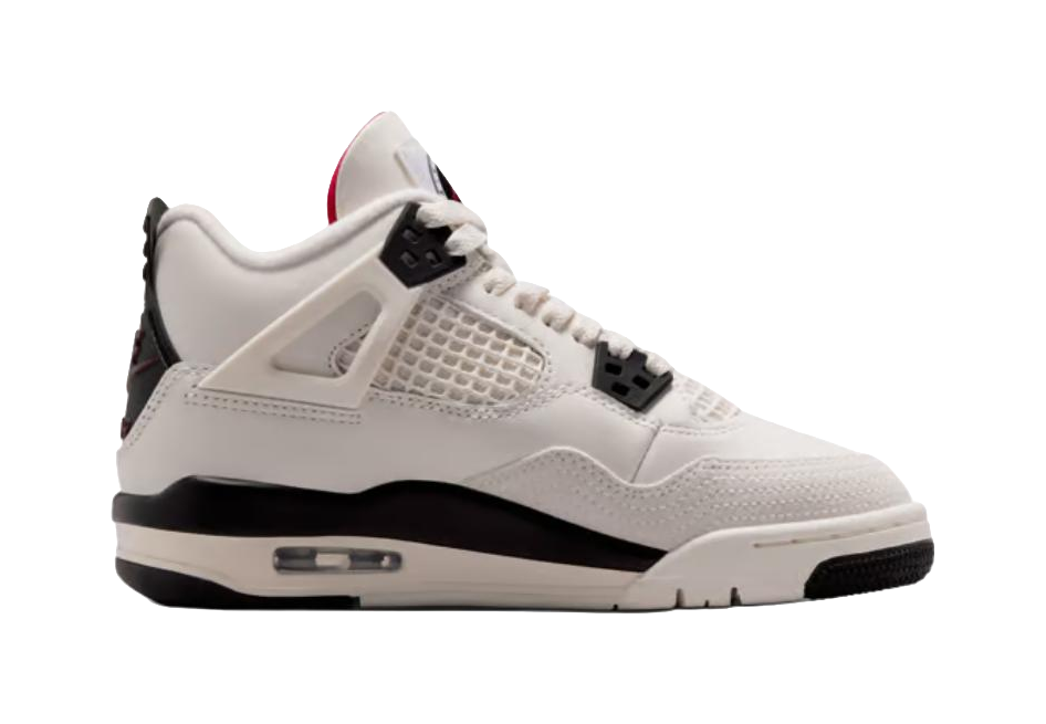 Jordan Air Jordan 4 Low top Childrens Basketball Shoes White Black Unisex  vjsneaker.com