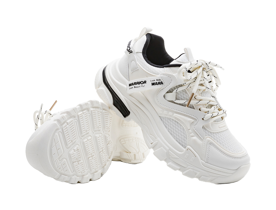 Warrior Cushioned Wear-Resistant Lightweight Slip-Resistant Low-Top Chunky Sneakers Women's Beige Pink 