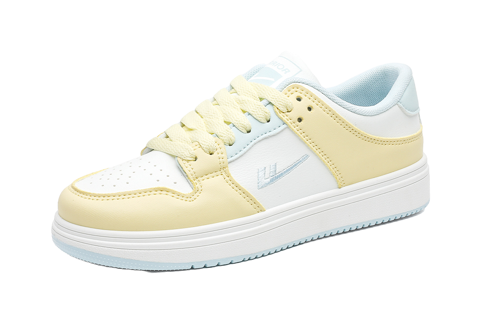 Warrior Abrasion Resistant, Lightweight, And Breathable Low top Skateboard Shoes Women's White Yellow Blue 