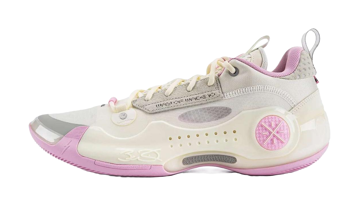 LiNing WOW 10 Cushioning Coverage Rebound Low top Basketball Shoes Mens White Pink  VJSNEAKER