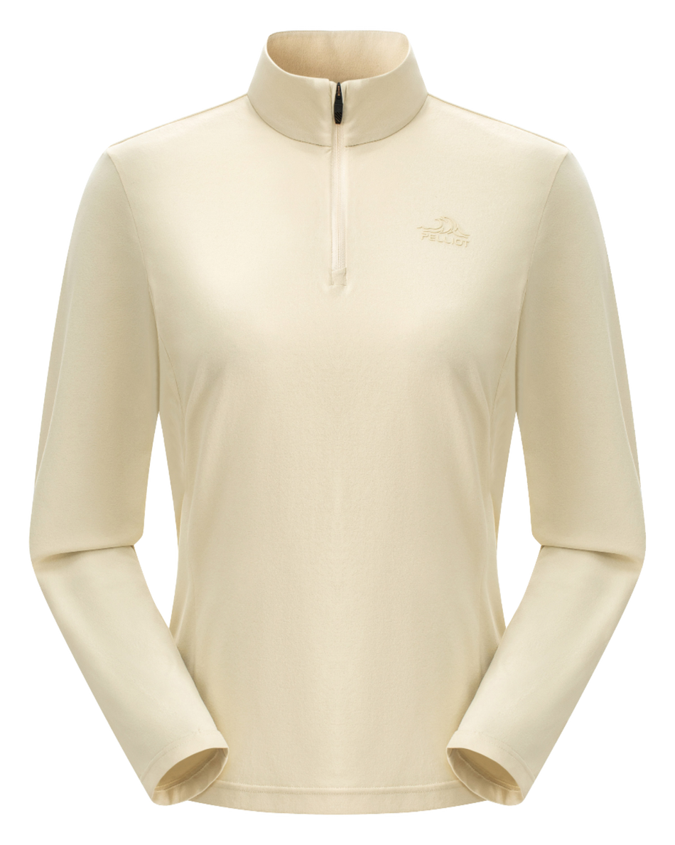 Boxi and PELLIOT outdoor sports antibacterial fabric, quick drying, comfortable, soft, wrinkle resistant stand collar, slim fit, hiking, hiking, running, breathable, fashionable, versatile, long sleeved hoodie, base coat, T-shirt for women  vjsneaker.com