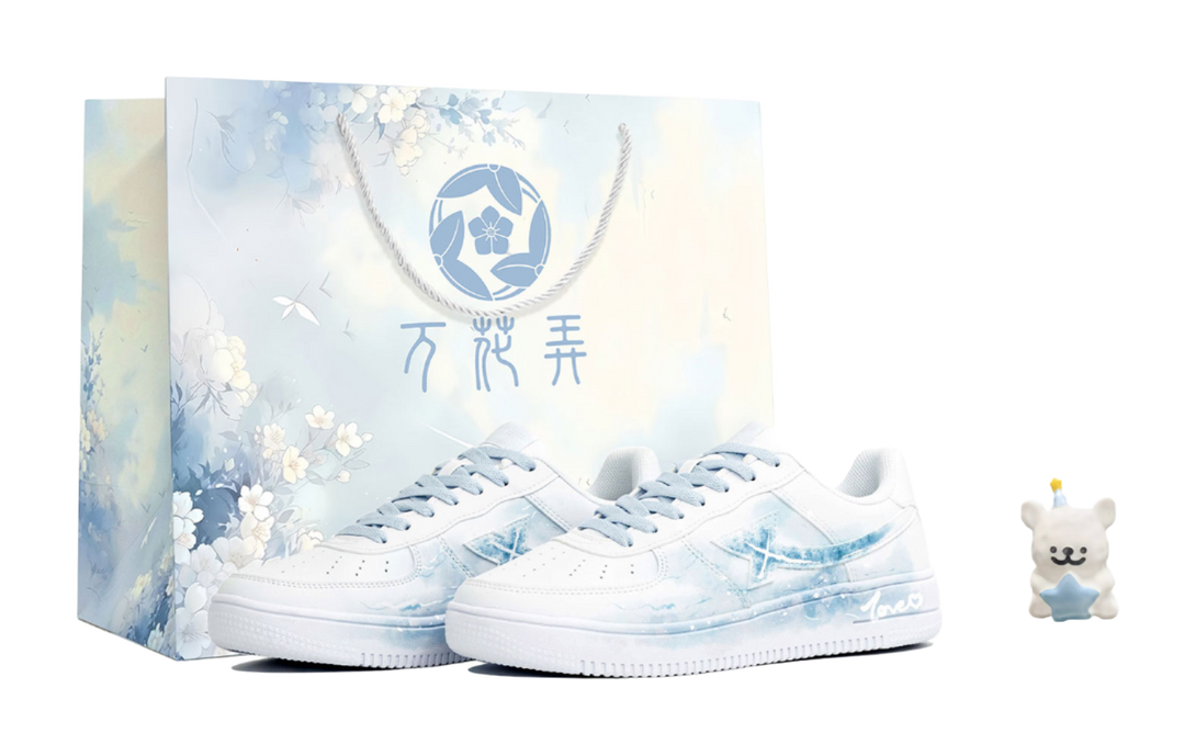 XTEP Air Force One Waterproof Cushioning Abrasion Resistant Low top Skateboard Shoes Unisex White Blue 