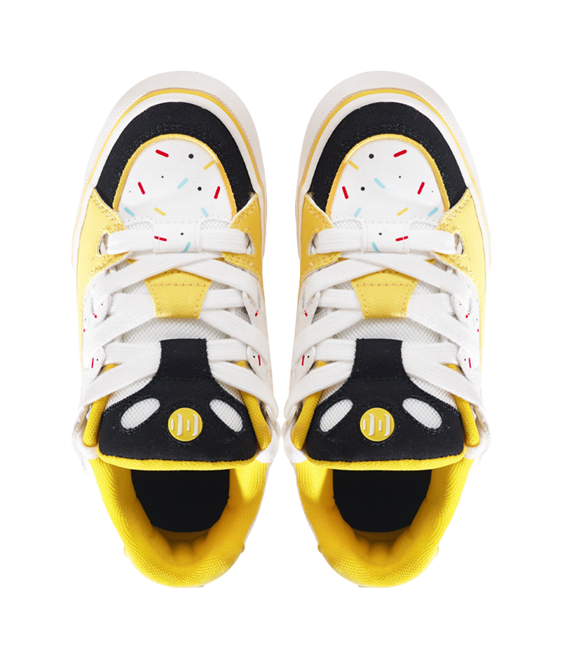 Ollieskate Slip Resistant, Abrasion Resistant, Lightweight Low top Skateboard Shoes Unisex Black Yellow 