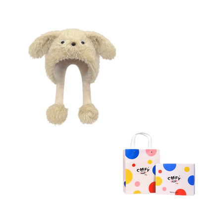 CMFY will move furry little dog ear hat, thick and cute windproof face enhancing little Lei Feng hat, polyester fiber wool hat, unisex couple's style  vjsneaker.com