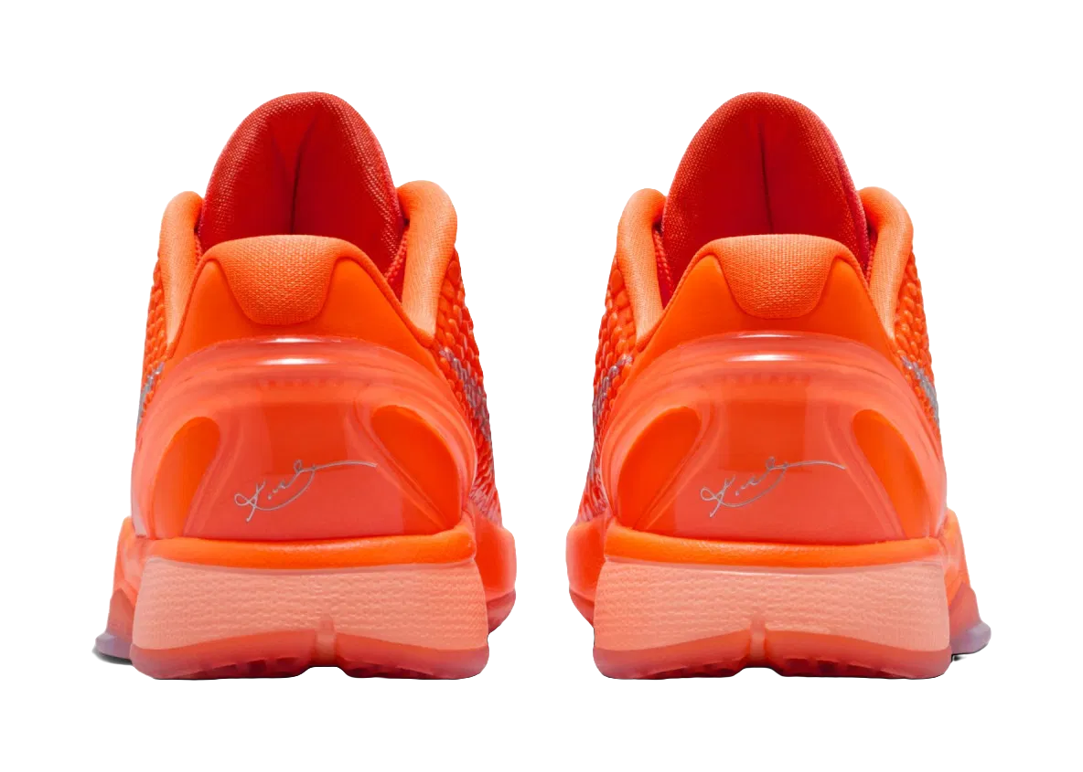 Nike Zoom Kobe 6 Slip Resistant Cushioning Low top Childrens Basketball Shoes Orange/Silver Kids  VJSNEAKER
