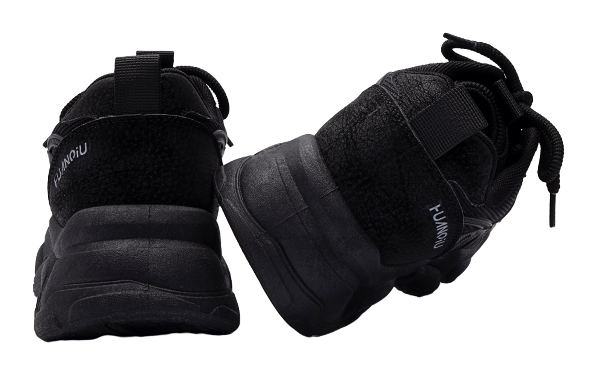 HUANQIU Slip Resistant Coverage, Lightweight, Height Increasing Low top Chunky Sneakers Mens Black  vjsneaker.com