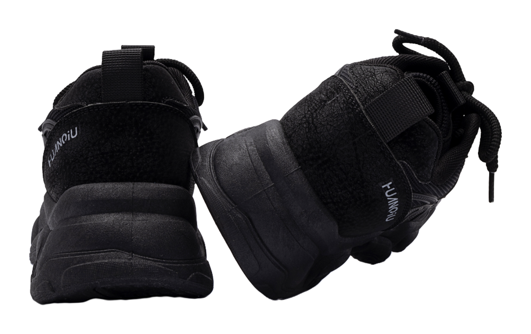 HUANQIU Slip Resistant Coverage, Lightweight, Height Increasing Low top Chunky Sneakers Mens Black  vjsneaker.com