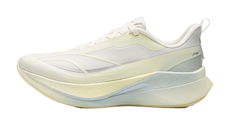 Women's low-top running shoes, off-white with pale yellow and light blue panels