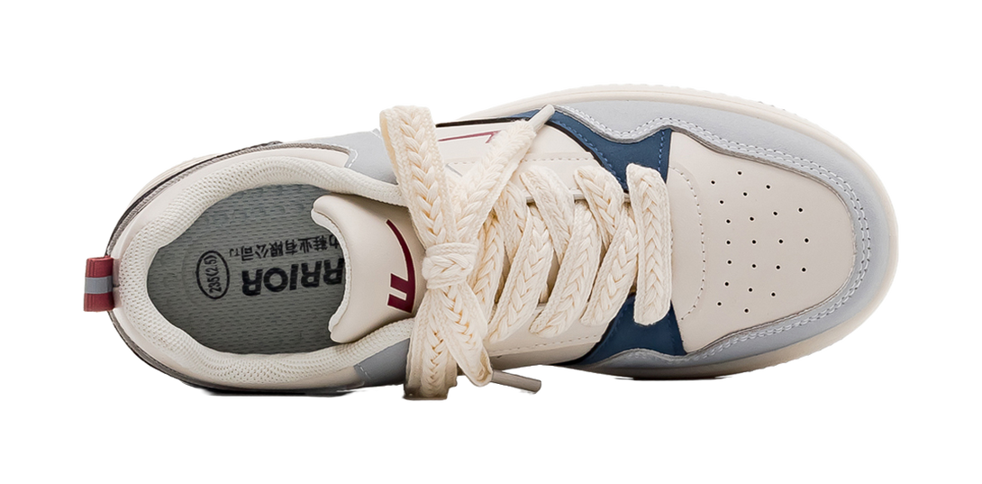 Warrior Slip Resistant, Abrasion Resistant, Lightweight, Breathable Low top Skateboard Shoes Unisex Beige Blue 