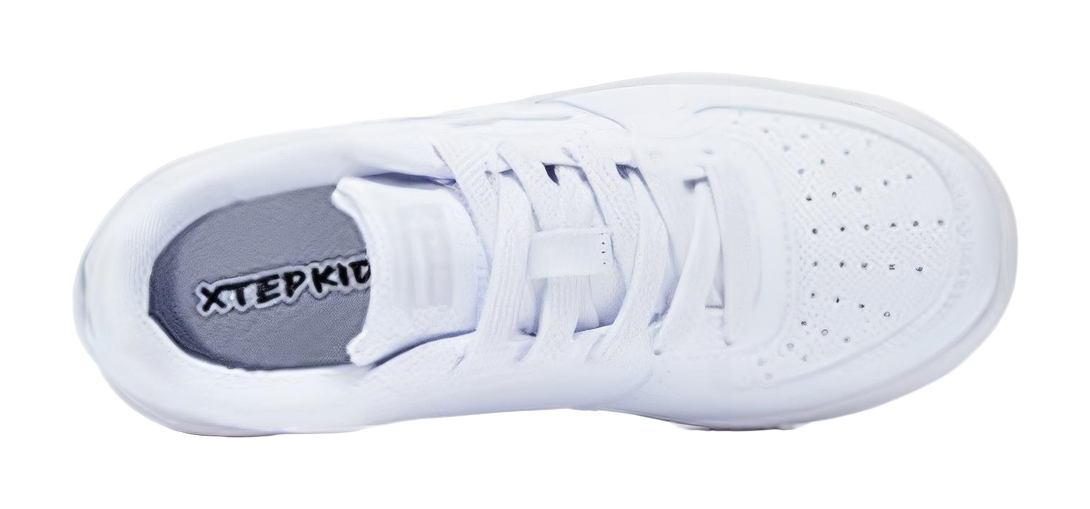 XTEP Air Force 1 Cushioning Abrasion Resistant Breathable Low top Kids' Skateboarding Shoes White Silver Teenagers 