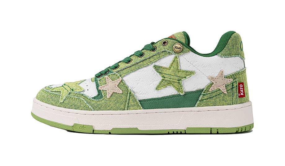 KAALIXTO Green Jeans 'Avocado' Stars Shoes Abrasion Resistant Mid top Skateboard Shoes Unisex Avocado Green
