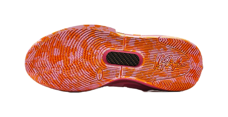 Orange basketball shoe outsole with multidirectional traction tread