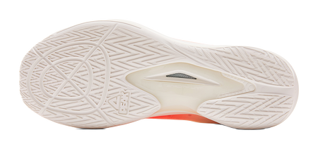 PEAK lightweight basketball shoes outsole with white traction tread and orange edge trim